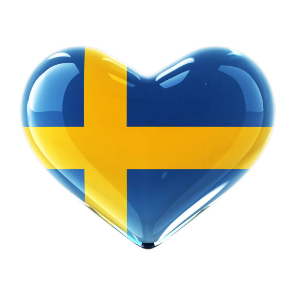 gläserne herzflagge. schweden - stockholm sweden flag swedish culture stock-fotos und bilder