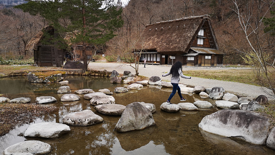 1 april 2019 - Shirakawa-go, Japan: Traditional and Historical Japanese village Shirakawago in early spring