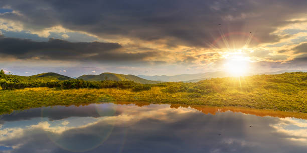 istock landscape with lake in summer at sunset 1386525649