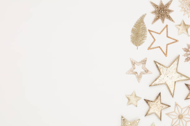 istock Christmas flatlay decor background on the white wooden table. 1386527842
