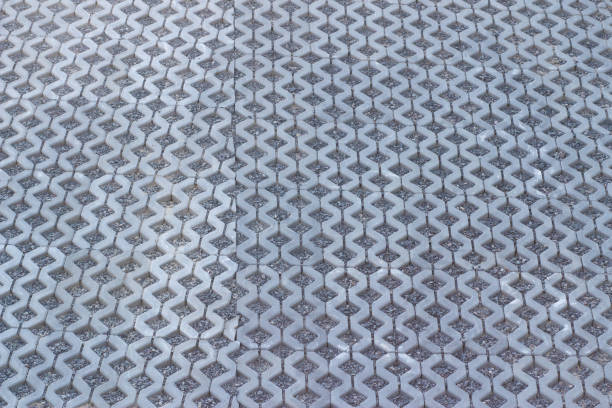 Lawn grating for parking made of concrete.