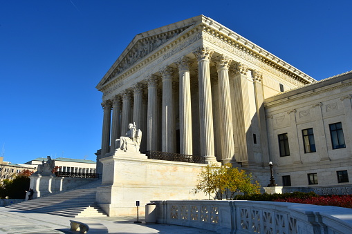 The southwest corner view of United States Supreme Court building, Washington, D. C.