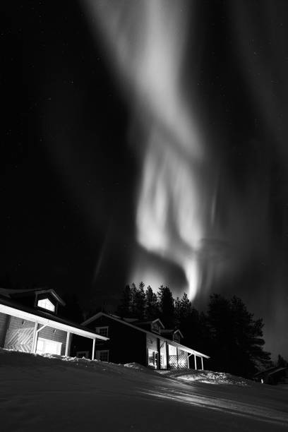 istock Northern Lights over Muonio, Finland (black and white) 1386537013