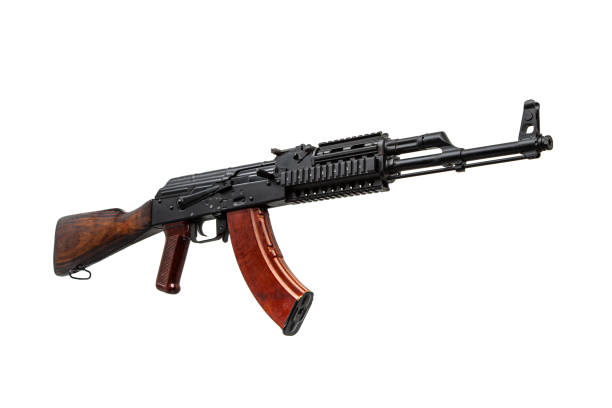 istock Soviet carbine in modern body kit isolate on a white background. Tuned automatic carbine of the USSR. Weapons for sports and self-defense. 1386556649