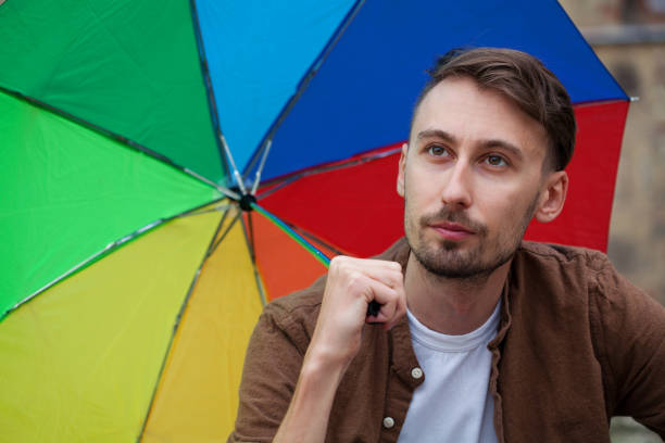Free Stock Photo of a man with colored umbrella | Download Free Images ...