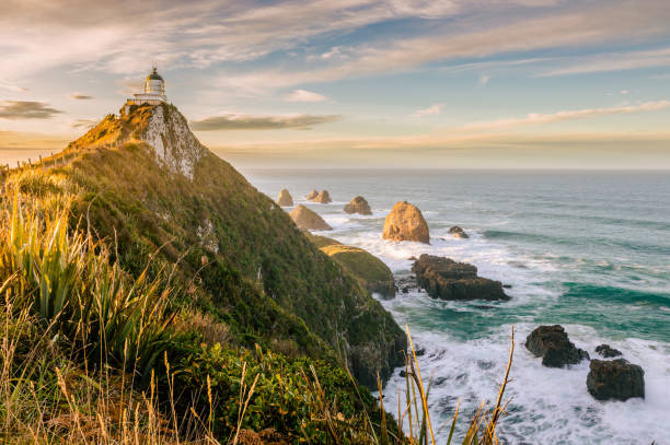 Lighthouse of Manukau Heads, Awhitu peninsula, Auckland, New Zealand.