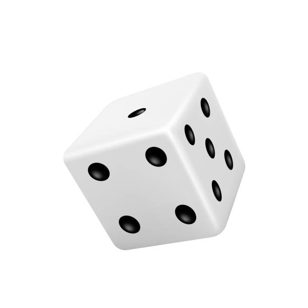 istock Dice, casino game cube, 3d die white and black isolated realistic. Dice or crap for poker gambling 1386578343