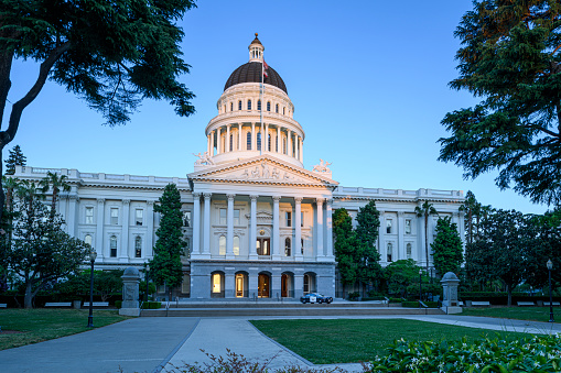 Later afternoon image of the California State Capital Building, located in Sacramento, the state capital California.