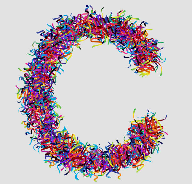 istock Font letter C vector design  made of yarn. font for your unique decoration, concept idea. smooth gradient color. Unique elements for your best design ; logo, font, corporate identity, application 1386585686