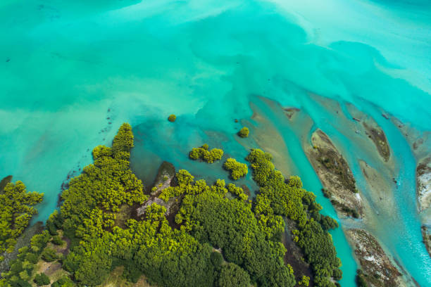 istock Drone view of wonderful turquoise colored glacial river. 1386592008