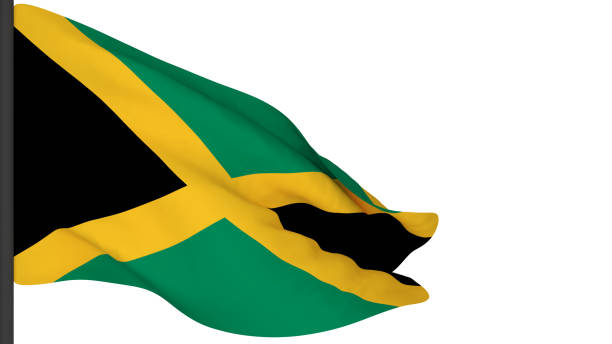 istock national flag background image,wind blowing flags,3d rendering,Flag of Jamaica 1386609366