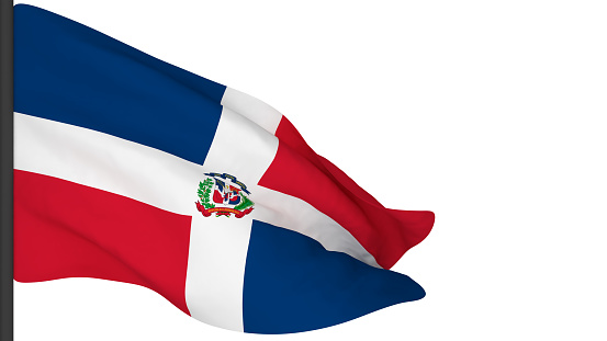 national flag background image,wind blowing flags,3d rendering,Flag of the Dominican Republic