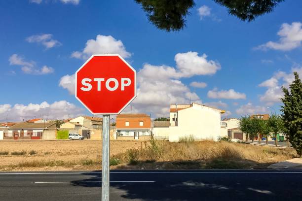 Stop sign in countryside stock photo