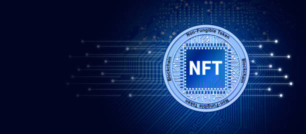 istock Laptop with NFT concept image screen on white background. NFT non-fungible token. Technology abstract. NFT concept 1386610542