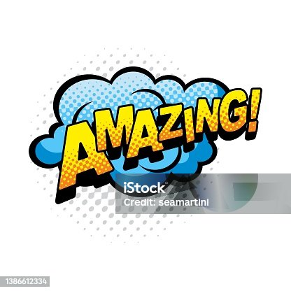 istock Amazing comics bubble isolated vector icon, sign 1386612334