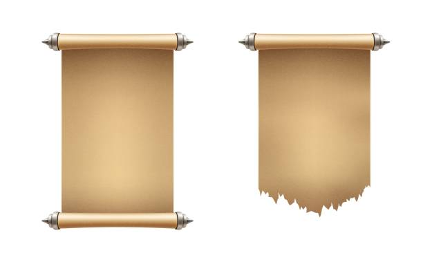 altes pergament- oder papierrollen- und schriftrollenmanuskript - schriftrolle stock-grafiken, -clipart, -cartoons und -symbole