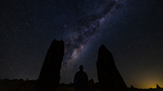 Watching the rising Milky Way at the Pinnacles Desert in Western Australia