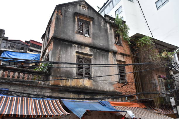 istock Old Vietnamese Buildings and Market Canopies 1386616949