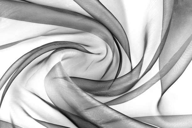 textura organza de tela de fondo abstracto en blanco y negro - chifón fotografías e imágenes de stock