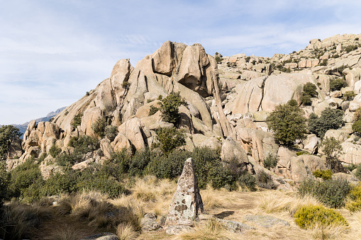 rock called little elephant formed by granite in the mountains of La Pedriza in the Sierra de Guadarrama, Madrid