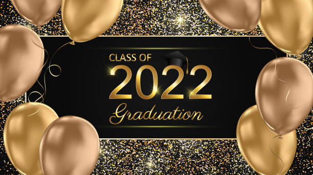 ilustrações de stock, clip art, desenhos animados e ícones de class of 2022 graduation text design for cards, invitations or banner - cartão de felicitação