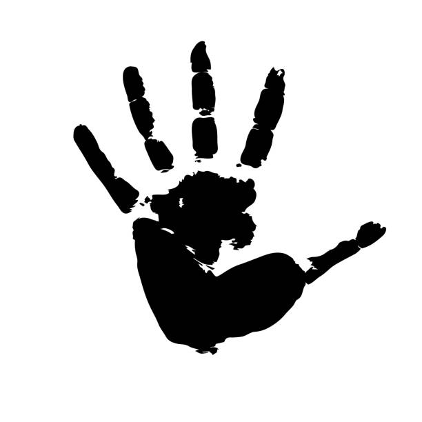 Child's open hand imprint on white Open handprint. Carefully layered and grouped for easy editing. haunted asylum stock illustrations