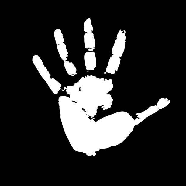Child's open hand imprint on black Open handprint. Carefully layered and grouped for easy editing. haunted asylum stock illustrations