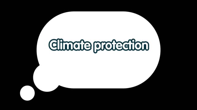 Simple element of a Thought bubble popping up with loading dots and Climate protection word.