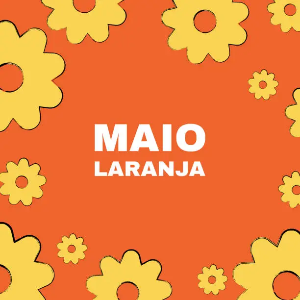 Vector illustration of Maio laranja campaign against violence research of children 18 may day written in portuguese