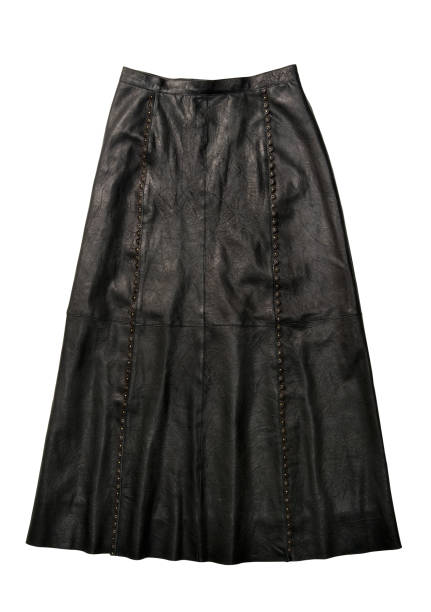 istock Black leather skirt isolated on white background 1386635816