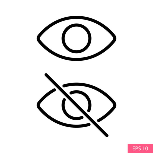 illustrazioni stock, clip art, cartoni animati e icone di tendenza di mostra le icone vettoriali password e nascondi password nella progettazione in stile linea per la progettazione di siti web, app, interfaccia utente, isolata su sfondo bianco. tratto modificabile. illustrazione vettoriale eps 10. - password