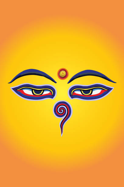 ilustrações, clipart, desenhos animados e ícones de buda olhos vetor arte. olhos de buda. eles representam sabedoria e compaixão. - stupa