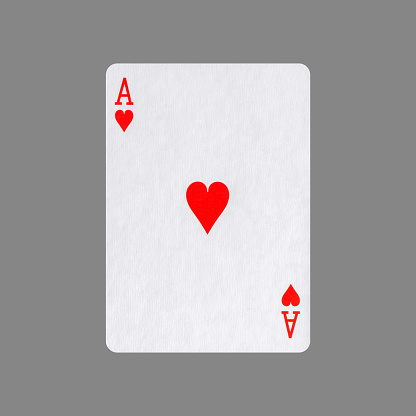 Ace of Hearts. Isolated on a gray background. Gamble. Playing cards. Cards.