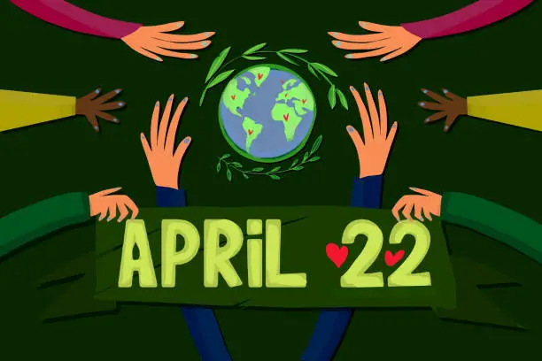 Vector illustration of Earth day celebration on April 22nd around the world