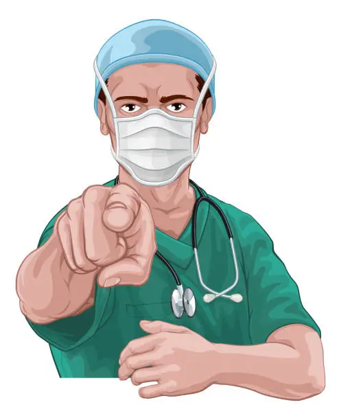 Vector illustration of Nurse Doctor Pointing Your Country Needs You