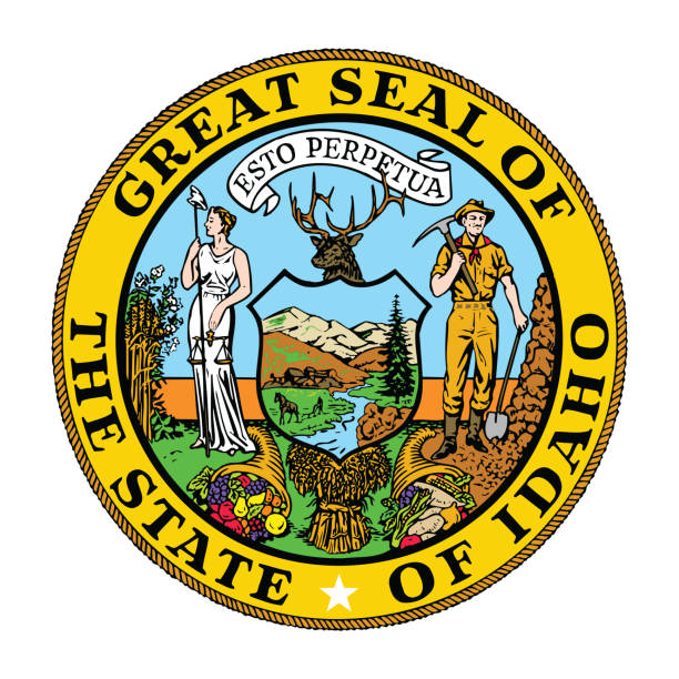 флаг штата айдахо. - pocatello stock illustrations