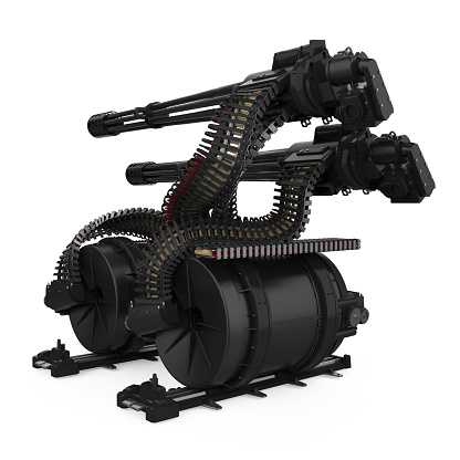 Minigun Look Minigun Isolated Stock Photo - Download Image Now - Ammunition, Army ...