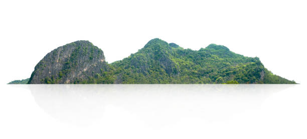 istock rock mountain hill with green forest isolate on white background 1386660377