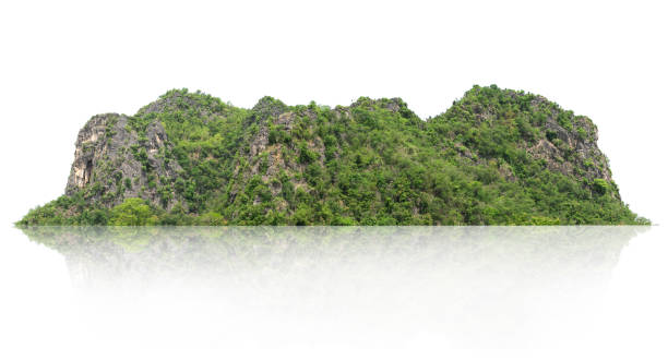 istock rock mountain hill with green forest isolate on white background 1386660381