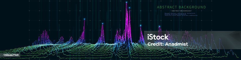 Abstract Technology Background With Noisy Algorithm Color Lines On Dark ...