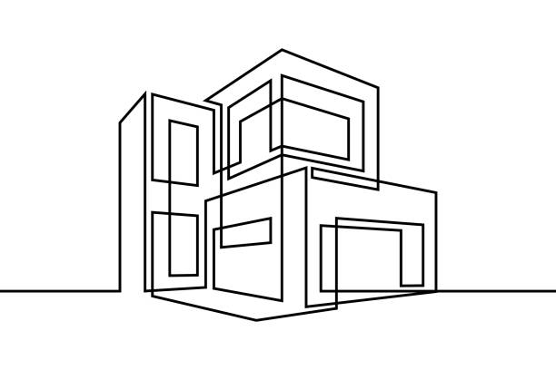nowoczesny dom - built structure illustrations stock illustrations