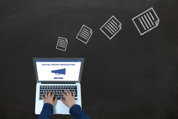 Social media marketing network communication laptop