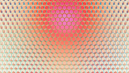 Abstract textured honeycomb mesh, glassy. 3D digital render
