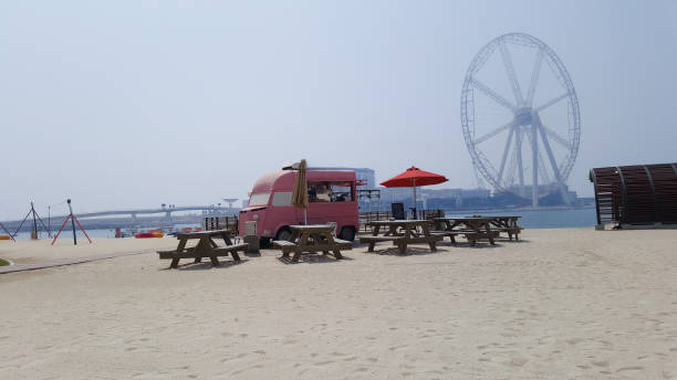 Jumeirah beach and Dubai city skyline, UAE