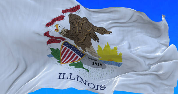 Illinois state flag. Amazing waving Illinois state flag. illinois state capitol stock pictures, royalty-free photos & images