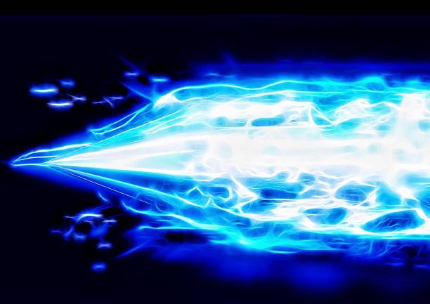 3D illustration of geometric light arrow