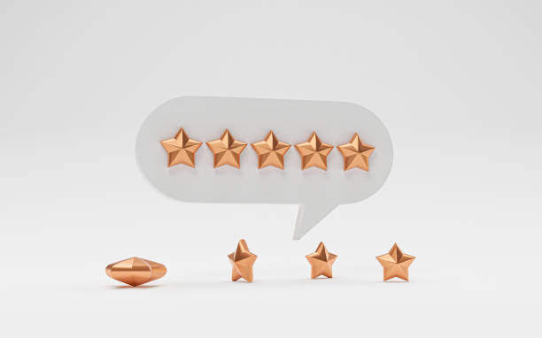 istock Isolate of golden five stars inside message box , Customer or client feedback system after use product and service by 3d render design for mobile application. 1386689874