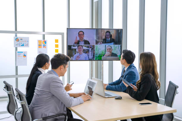istock Employee are meeting via video conference. 1386692274