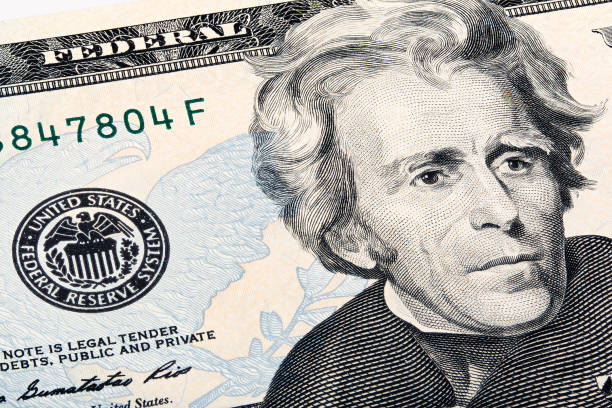 istock President Jackson on the twenty dollar bill, stacked photo. 1386694572