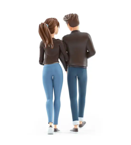 Photo of 3d cartoon couple walking away